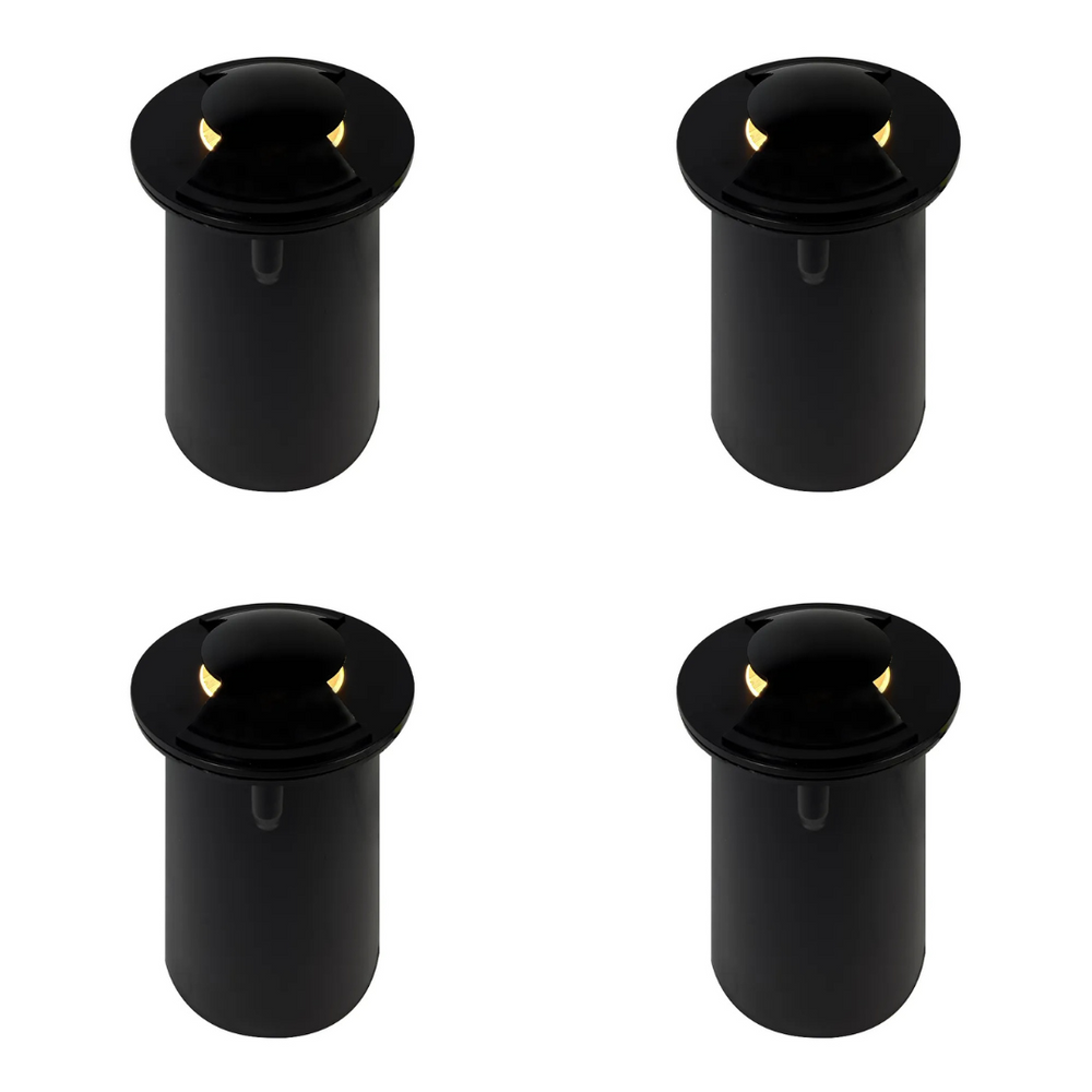 Outdoor Landscape Lighting LED 12V Low Voltage UNS04 4x/8x/12x Package Stainless Steel Bi Directional Two Slit In-Ground 12V Low Voltage LED In Ground Landscape Lighting with 3W 3000K Bulb 4 Pack Black