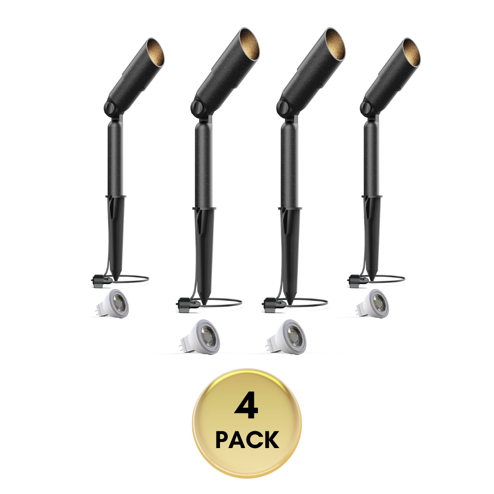SPAA02 Tall Aluminum Adjustable Shroud Spotlight LED MR11 3W 3000K 12V Low Voltage Outdoor Lighting Package of 4