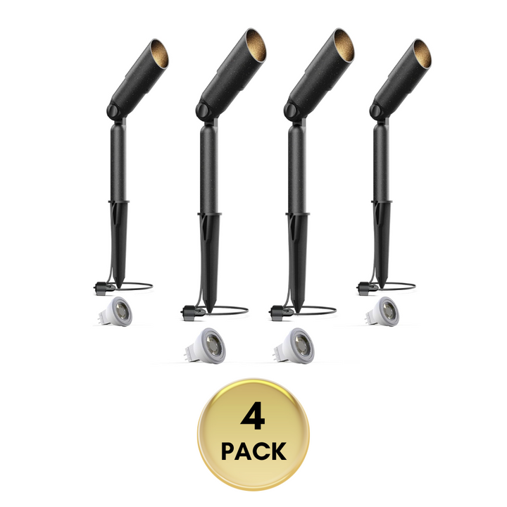 SPAA02 Tall Aluminum Adjustable Shroud Spotlight LED MR11 3W 3000K 12V Low Voltage Outdoor Lighting Package of 4