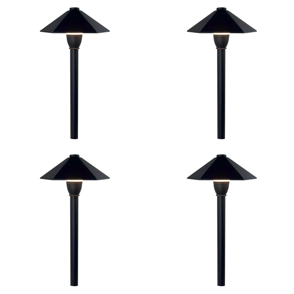 Outdoor Landscape Lighting LED 12V Low Voltage CDPA78 4x/8x/12x Package 3W 12V AC/DC Low Voltage Hexagon Umbrella Hat 5CCT Integrated LED Aluminum Path Light 4 Pack