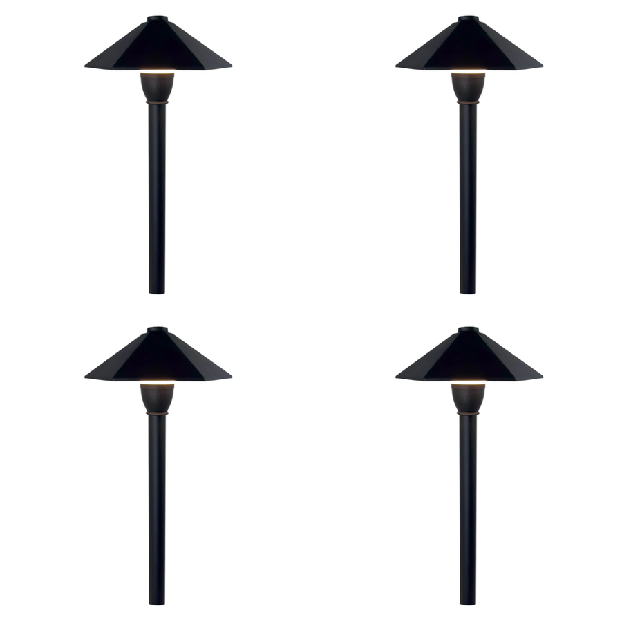 Outdoor Landscape Lighting LED 12V Low Voltage CDPA78 4x/8x/12x Package 3W 12V AC/DC Low Voltage Hexagon Umbrella Hat 5CCT Integrated LED Aluminum Path Light 4 Pack