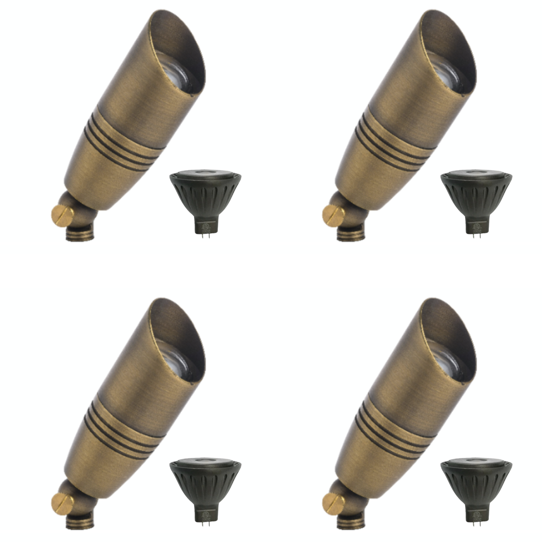 SPBP06 Tulay Antique Brass Spot Light 4x/8x/12x MR16 5W 2700K Package Low Voltage Landscape Lighting
