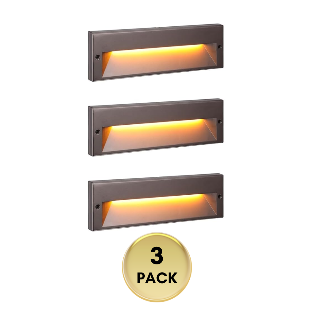 STLA10 6-Pack 6W Low Voltage 10.6" LED Outdoor Step Lights, 12V-24V 5CCT 1800K/2700K/3000K/4000K/5000K Integrated LED Aluminum Deck Lights Landscape Lights