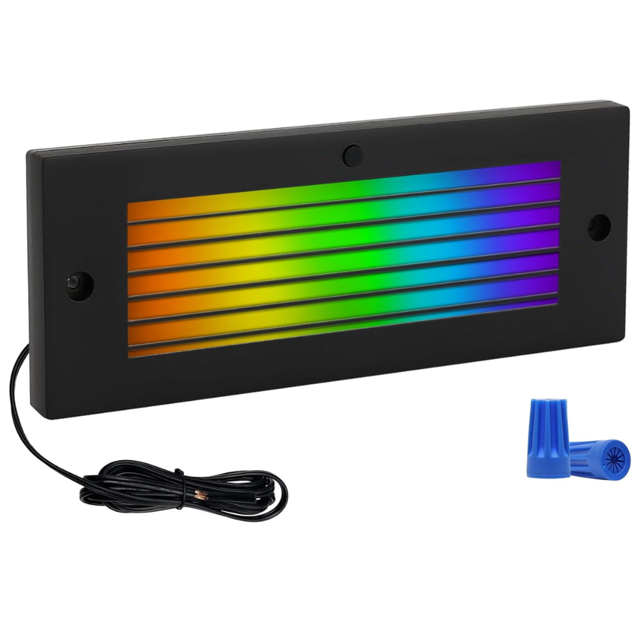 Outdoor Landscape Lighting LED 12V Low Voltage STLA02 1x/6x/12x Package 5W Black 12V-24V Low Voltage RGBCW 10-Color Integrated LED Outdoor Grilled Step Lights Package, 12V LED Deck Lights Landscape Lights 1 Pack