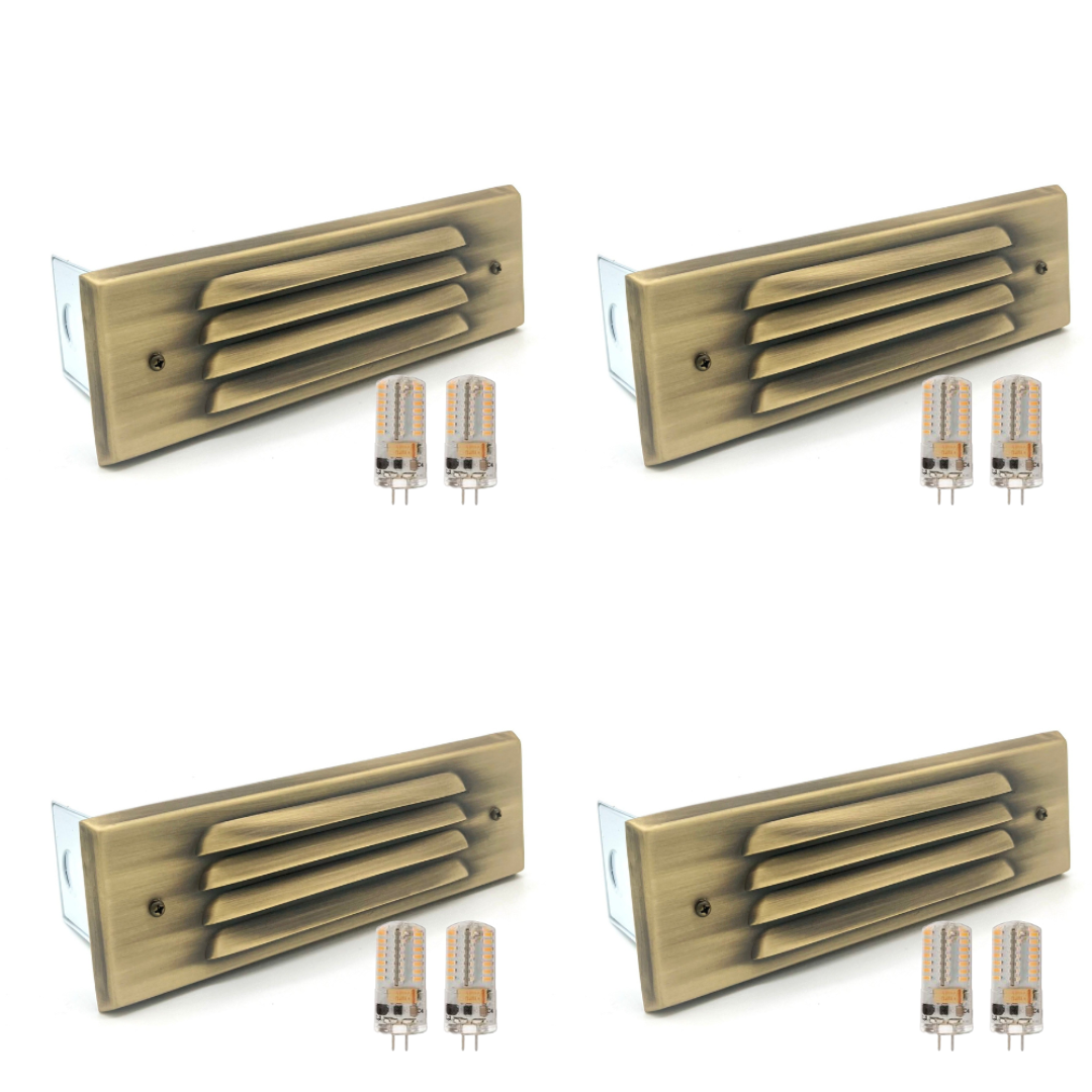 STBP04 Tulay Antique Brass Louvered Step Light 4x/8x/12x G4 4W Dimmable 2700K Package Low Voltage Landscape Lighting