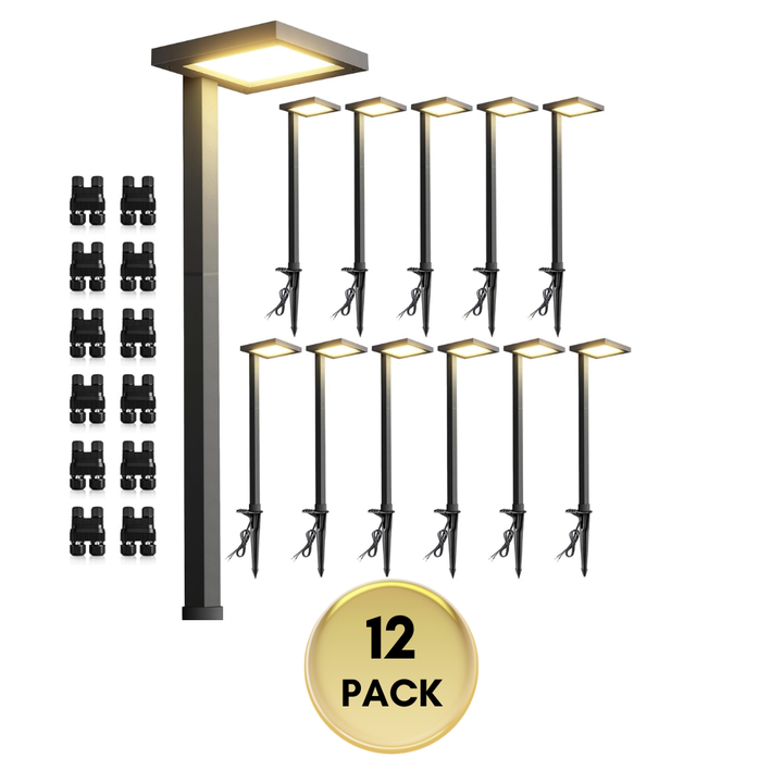 ALP03 8- and 12-Pack 5W Low Voltage 12V 3000K Integrated LED Cast Aluminum Anti-Glade Landscape Pathway Lights Package