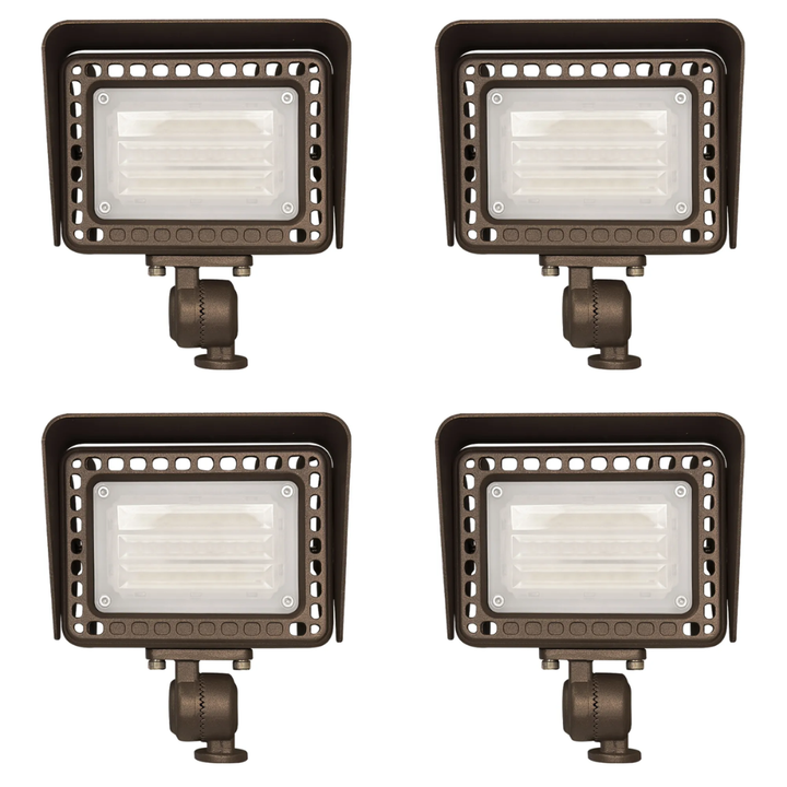 Outdoor Landscape Lighting LED 12V Low Voltage FLARGBCW20 Bronze 4x/8x/12x Package 12V Low Voltage 20W RGBCW Outdoor LED Landscape Lighting Bronze Aluminum Floodlight 4 Pack