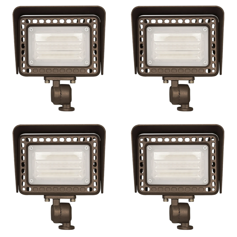 Outdoor Landscape Lighting LED 12V Low Voltage FLARGBCW20 Bronze 4x/8x/12x Package 12V Low Voltage 20W RGBCW Outdoor LED Landscape Lighting Bronze Aluminum Floodlight 4 Pack