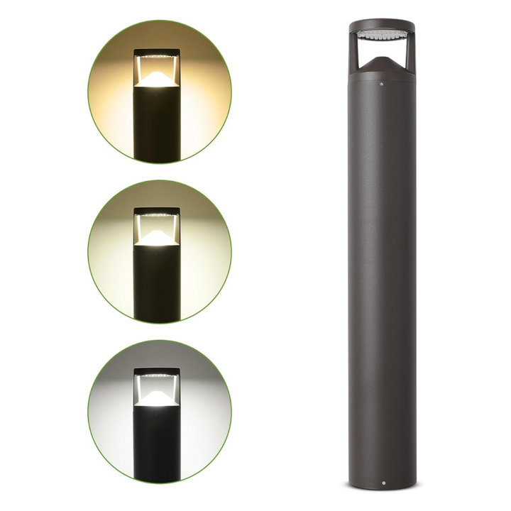 BPLA08 42" 24W 120V 3CCT 3000K/4000K/5000K Black Aluminum Round-Top Bollard Light Line Voltage Commercial Bollard Path Light Outdoor Lighting