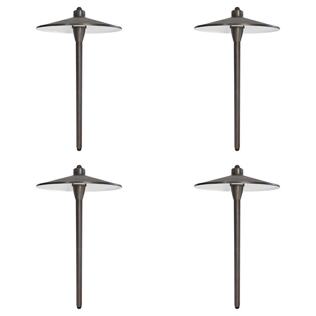 PL79B with G4 3W 2700K 4x/8x/12x Package Solid Brass Large Mushroom Hat Path Light - Light Bronze Finish Low Voltage Landscape Lighting