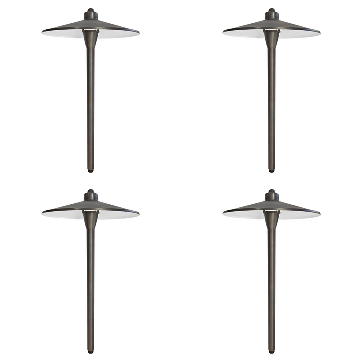 PL79B with G4 3W 2700K 4x/8x/12x Package Solid Brass Large Mushroom Hat Path Light - Light Bronze Finish Low Voltage Landscape Lighting