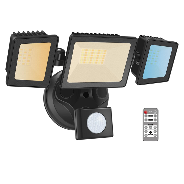 40W Wired Outdoor LED Flood Light, 120V Remote-Operated Dimmable Adjustable 3000K-6000K Motion-Sensor Security Flood Light 4000LM, IP65 Waterproof