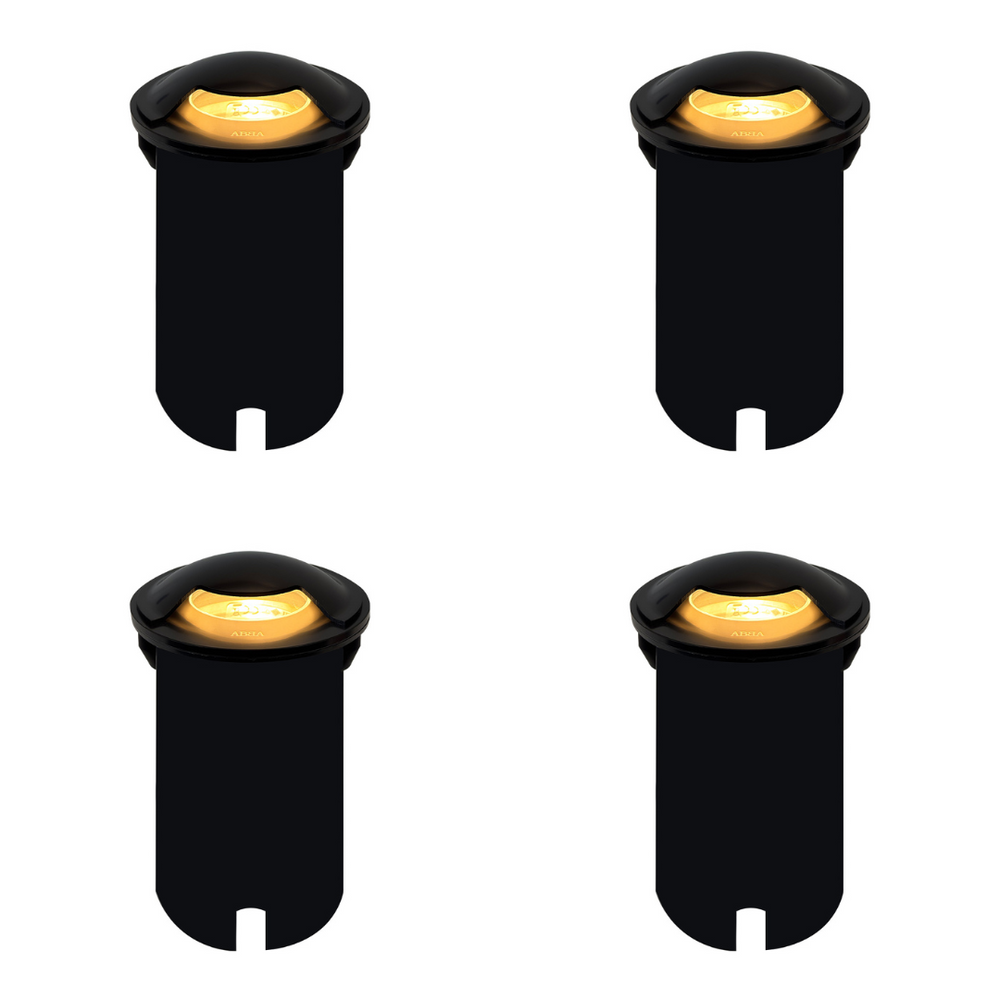 Outdoor Landscape Lighting LED 12V Low Voltage UNS03 4x/8x/12x Package Stainless Steel Mono Directional One Slit In-Ground 12V Low Voltage LED In Ground Landscape Lighting with 3W 3000K Bulb 4 Pack Black