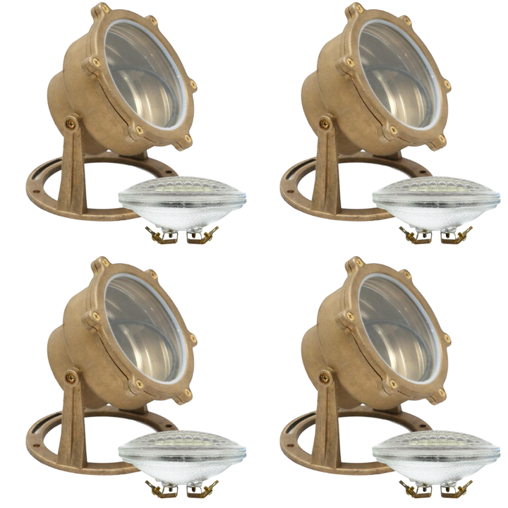 ULB02 4x/8x/12x Package Cast Brass PAR36 LED 12V Low Voltage Underwater Pond Light IP68 Waterproof 10W 160° 3000K Bulb