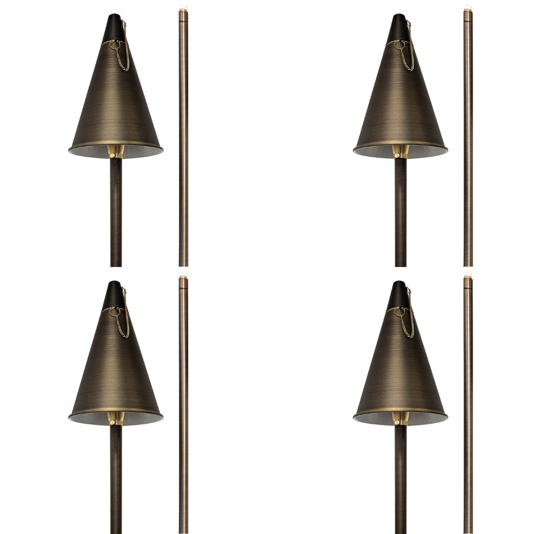 PL77B with G4 3W 2700K 4x/8x/12x Package Solid Brass 60" Tiki Torch Path Light - Light Bronze Finish Low Voltage Landscape Lighting