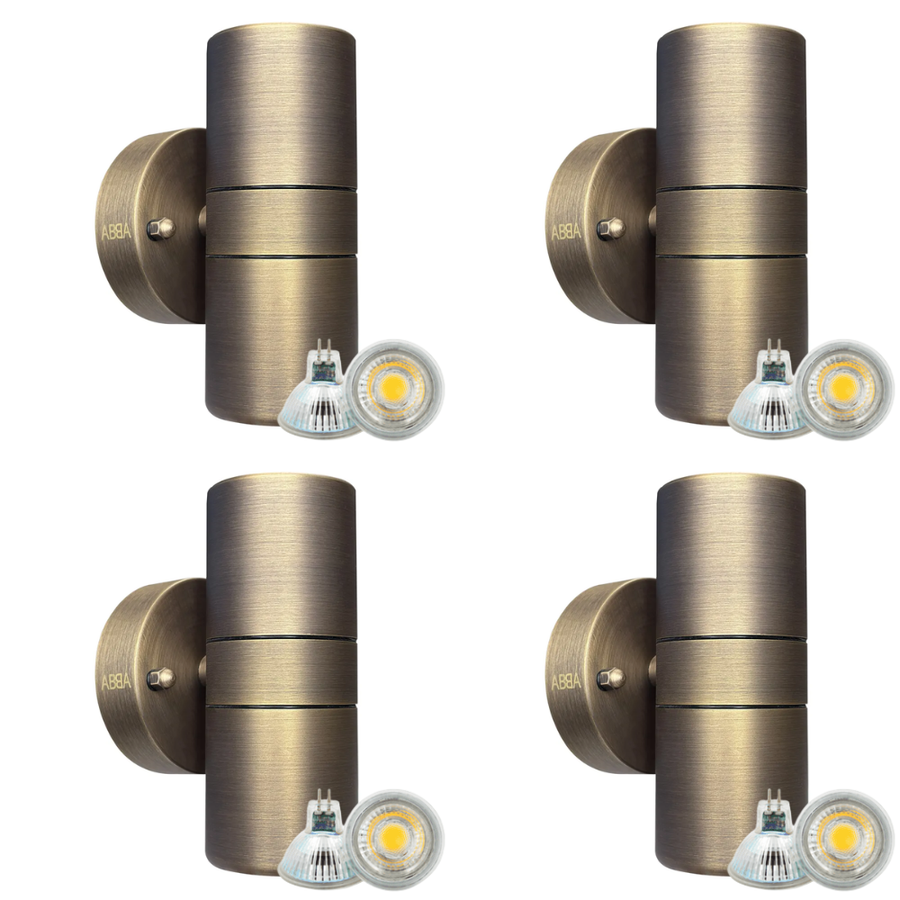Outdoor Landscape Lighting LED 12V Low Voltage SCB05 4x/8x/12x Package LED Cylinder Up Down Light 2 Directional Brass Sconce Lighting with 12V Low Voltage 3W 3000K Bulb