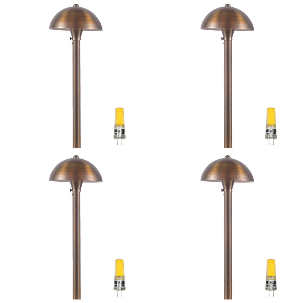 Outdoor Landscape Lighting LED 12V Low Voltage PLB08 4x/8x/12x Package Brass LED Globe 12V Low Voltage Pathway Outdoor Landscape Lighting Fixture 3W 3000K Bulb 4 Pack