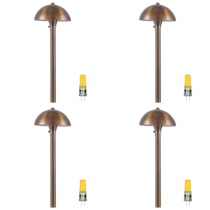 Outdoor Landscape Lighting LED 12V Low Voltage PLB08 4x/8x/12x Package Brass LED Globe 12V Low Voltage Pathway Outdoor Landscape Lighting Fixture 3W 3000K Bulb 4 Pack