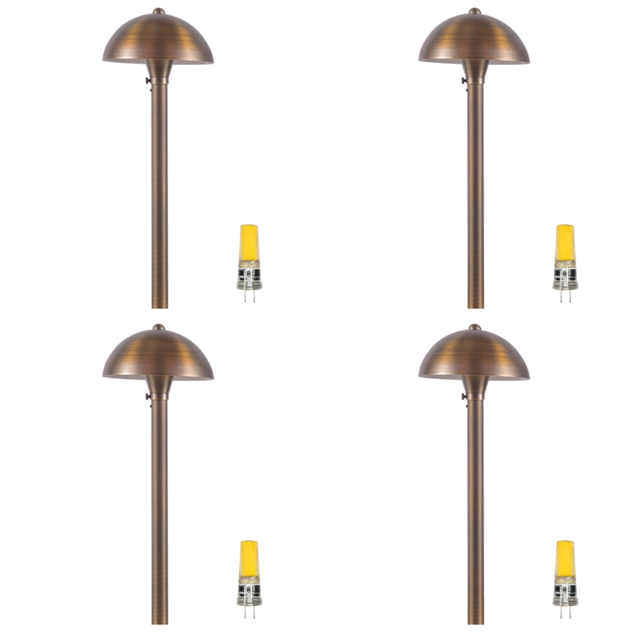 Outdoor Landscape Lighting LED 12V Low Voltage PLB08 4x/8x/12x Package Brass LED Globe 12V Low Voltage Pathway Outdoor Landscape Lighting Fixture 3W 3000K Bulb 4 Pack