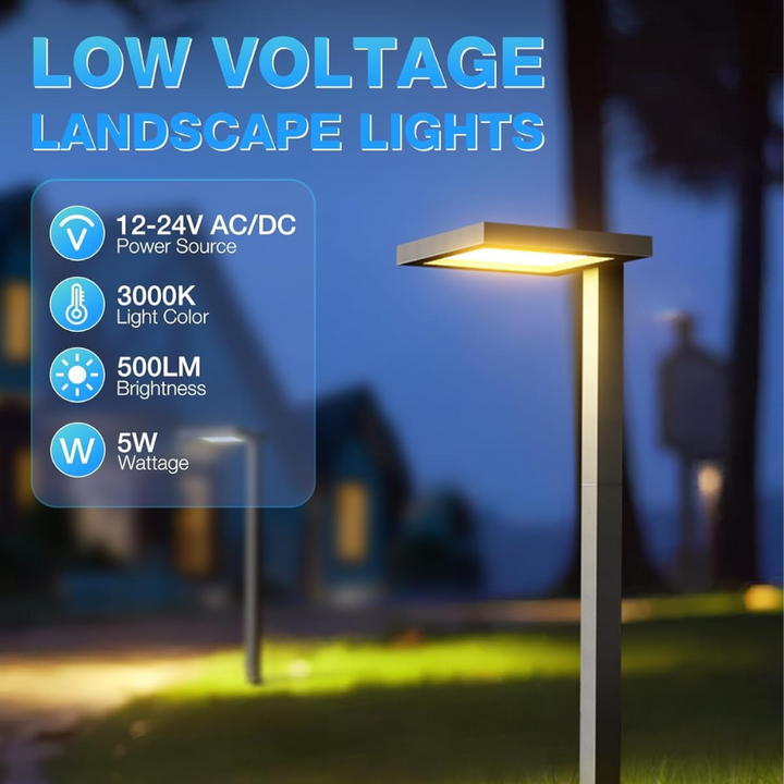ALP03 8-Pack 5W Low Voltage 12V 3000K Integrated LED Cast Aluminum Anti-Glade Landscape Pathway Lights Package