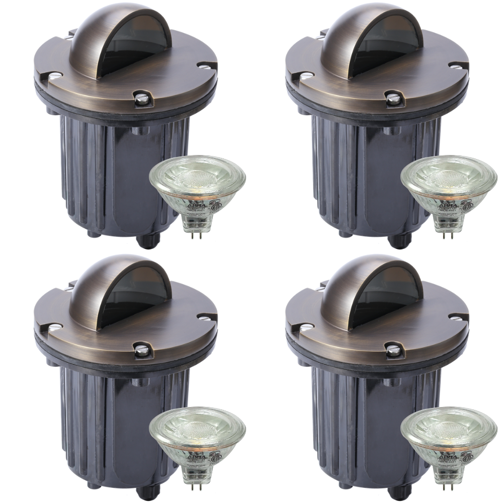 UNB02 4x/8x/12x Package Cast Brass Low Voltage Half Moon Round LED In-ground Well Light IP65 Waterproof with 5W 3000K Bulb