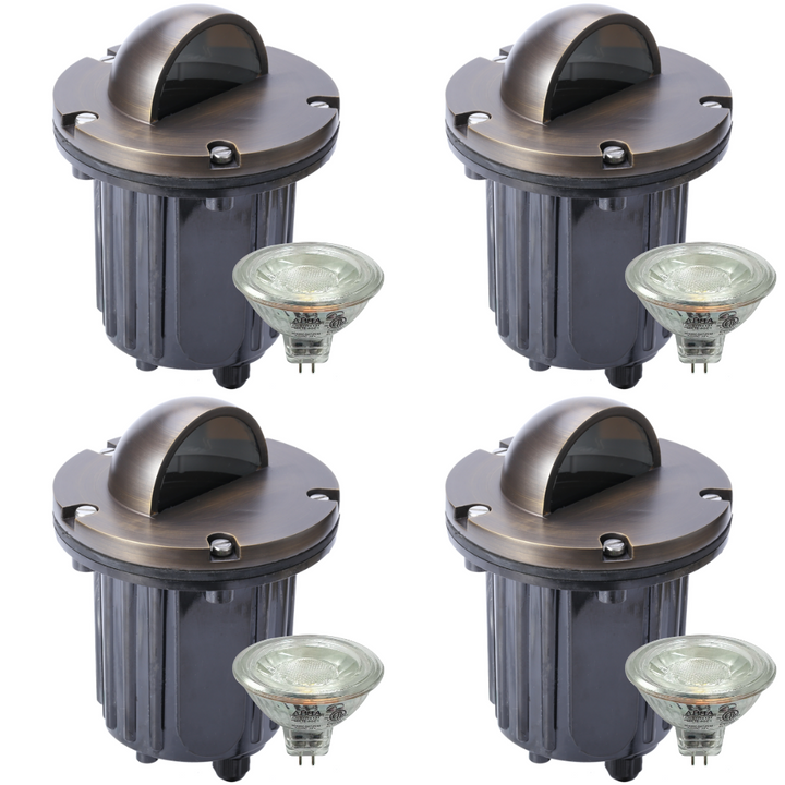 UNB02 4x/8x/12x Package Cast Brass Low Voltage Half Moon Round LED In-ground Well Light IP65 Waterproof with 5W 3000K Bulb
