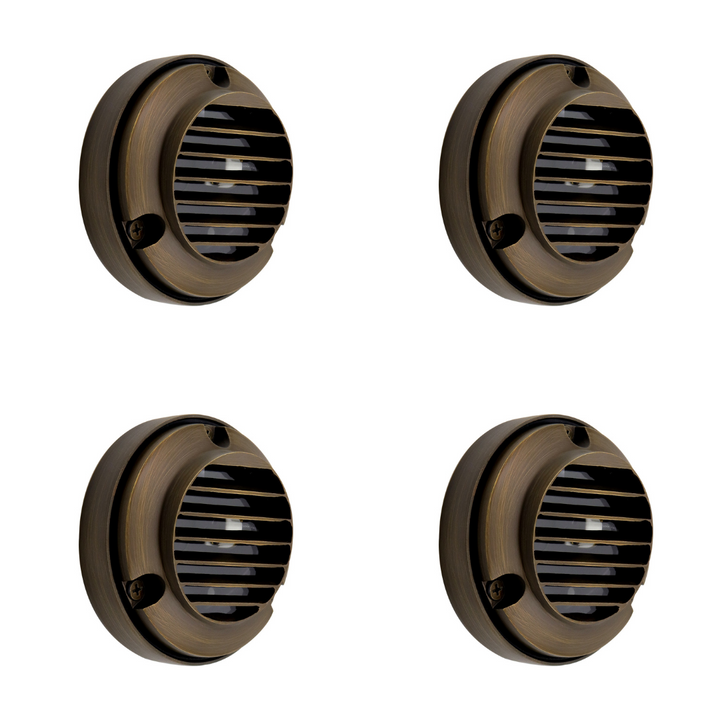 DL02B with G4 3W 2700K 4x/8x/12x Package Solid Brass Round Surface Mount Grilled Deck Light Low Voltage Landscape Lighting