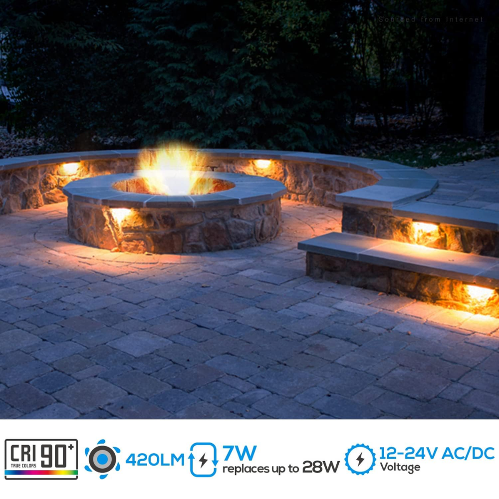 ELA09 8-Pack 12 Inch 2700K/5000K 3W/5W/7W LED Retaining Wall Lights, Hardscape Color Changing 12V Low Voltage Landscape Lights Package