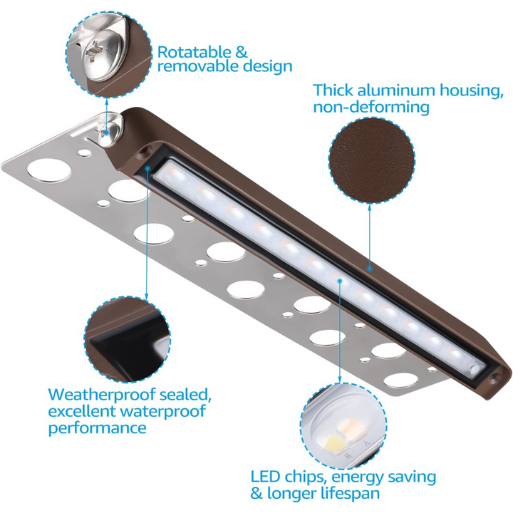 ELA09 8-Pack 12 Inch 2700K/5000K 3W/5W/7W LED Retaining Wall Lights, Hardscape Color Changing 12V Low Voltage Landscape Lights Package