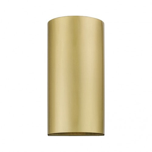 22062-32 Bond Outdoor 1 E26 Medium Base Light Bulb Socket Outdoor ADA-Compliant Half Cylinder Wall Sconce 5"x10" Stainless Steel with Gold Satin Finish 120V for Garden, Interior, Exterior and Patio