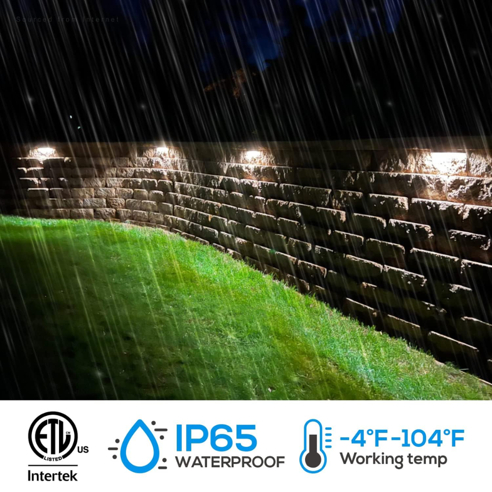 ELA09 8-Pack 12 Inch 2700K/5000K 3W/5W/7W LED Retaining Wall Lights, Hardscape Color Changing 12V Low Voltage Landscape Lights Package