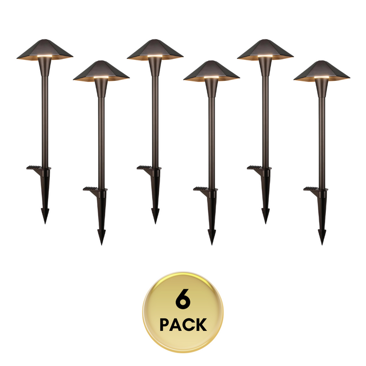 CDPAL03 Ombrello Spigoloso LED Landscape 3CCT Pathway Lights, 3000K/4000K/5000K, 5W 12-24V AC/DC Low Voltage Oil-Rubbed Bronze Hexagonal Outdoor Landscape Lighting