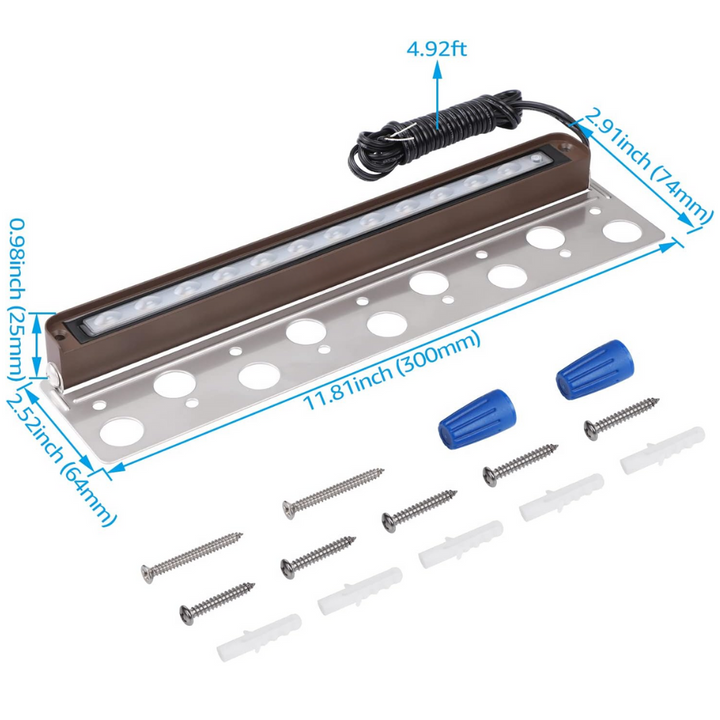 ELA09 8-Pack 12 Inch 2700K/5000K 3W/5W/7W LED Retaining Wall Lights, Hardscape Color Changing 12V Low Voltage Landscape Lights Package