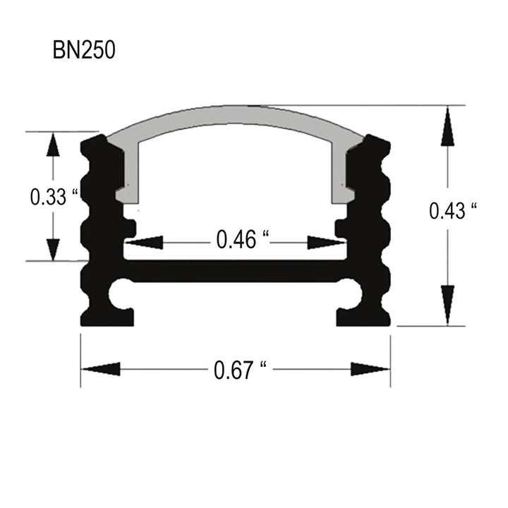 BN250 Rectangular Surface Mounted 8 ft Aluminum Channel 10 Pack for 0.46" LED Strip Light Cover with End Caps