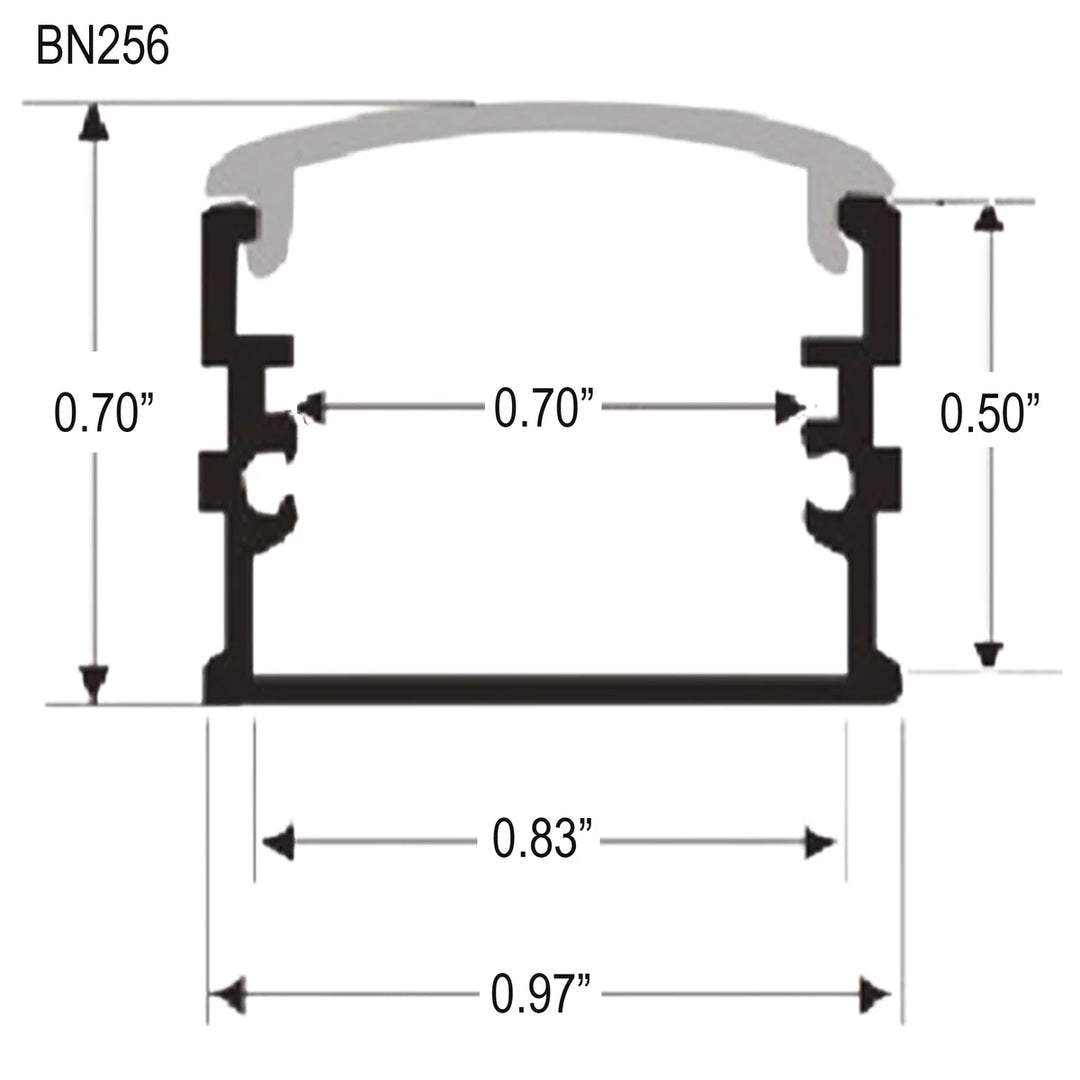 BN256 Adjustable Large Square Surface Mounted 8 ft Aluminum Channel 10 Pack for 0.70" LED Strip Light Cover with End Caps
