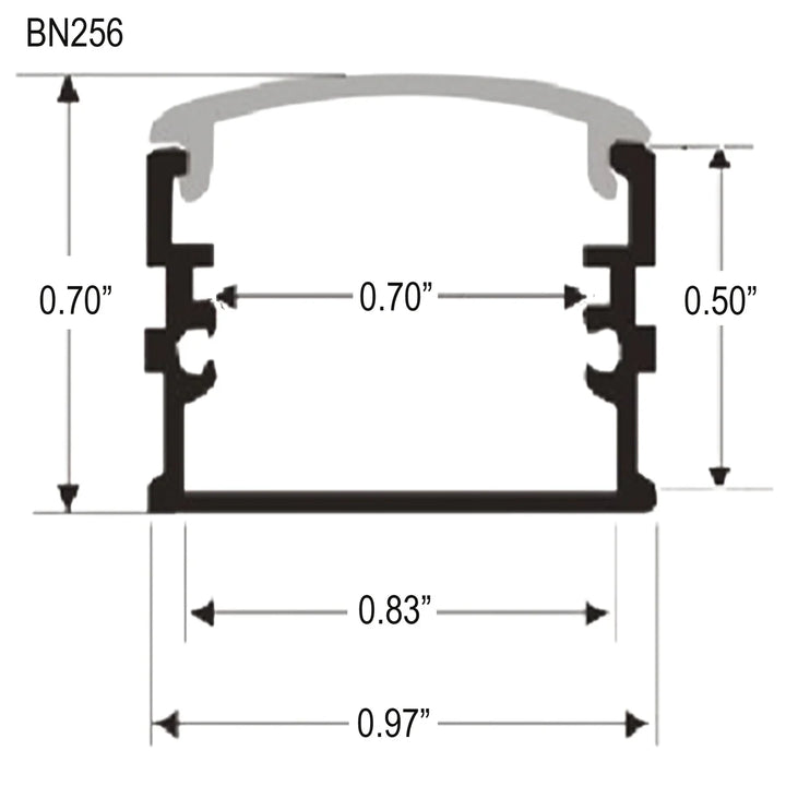 BN256 Adjustable Large Square Surface Mounted 8 ft Aluminum Channel 10 Pack for 0.70" LED Strip Light Cover with End Caps