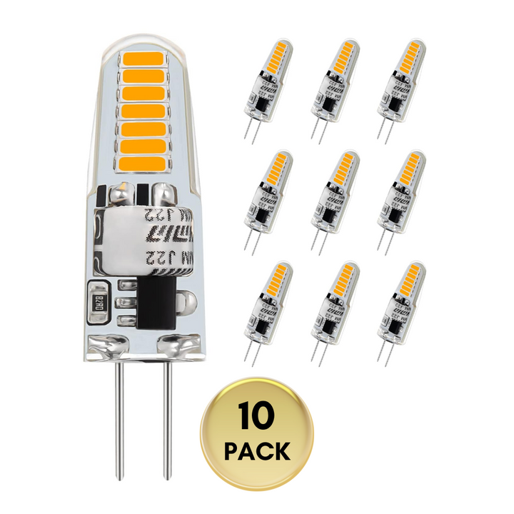 10 Pack G4 1.2W/1.3W Bi Pin 3000K/6000K LED Capsule 120V Line Voltage Bulb Energy Efficient Light