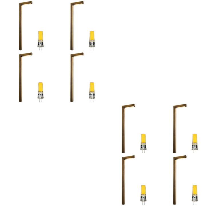 PLB10 4x/8x/12x Package LED Brass L-Shaped 12V Low Voltage Landscape Lighting Pathway Light 3W 3000K Bulb