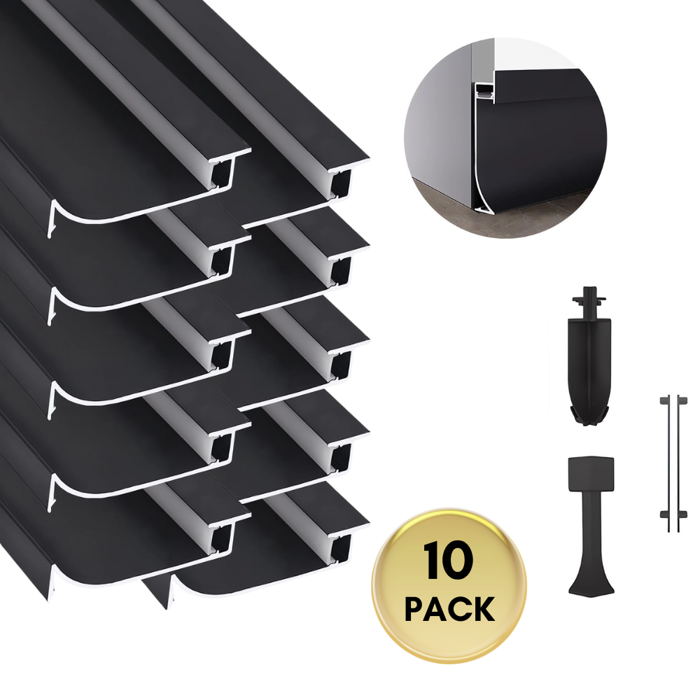 AC14 Skirting Board Black Aluminum Channel with White Frosted Plastic Cover 3.3FT/1M For Max Inner 10.7mm Width LED Strip Lights Pack of 7/10/20