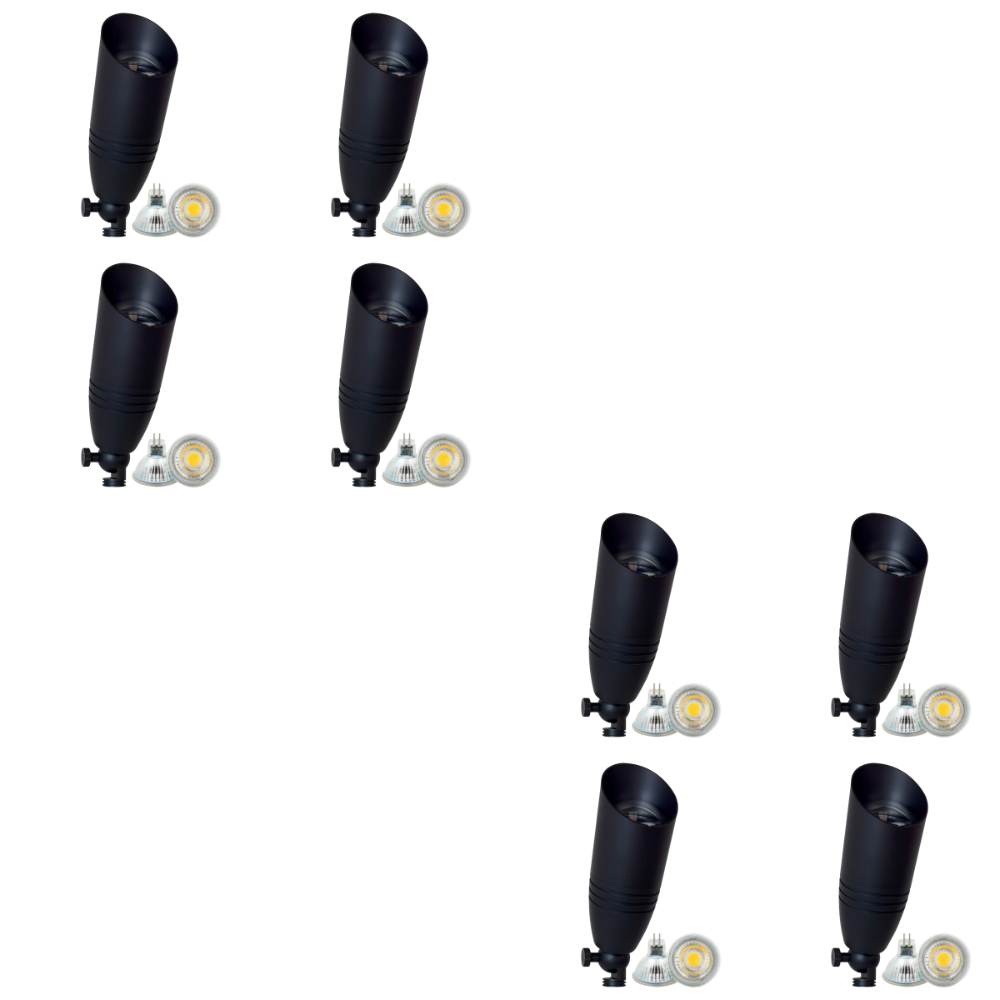 Outdoor Landscape Lighting LED 12V Low Voltage SPB06 4x/8x/12x Package 12V Low Voltage LED Outdoor Landscape Brass Spotlight with 5W 3000K Bulb Black Brass 8 Pack