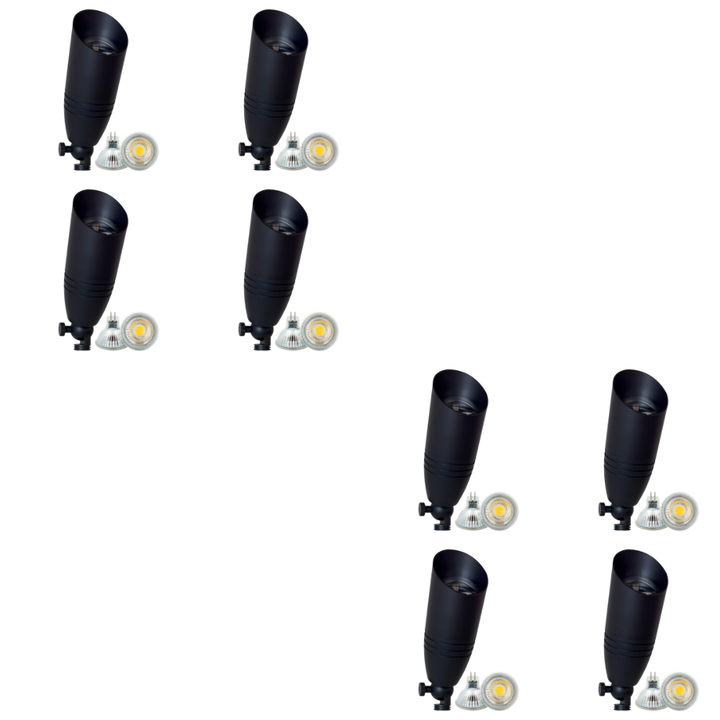 Outdoor Landscape Lighting LED 12V Low Voltage SPB06 4x/8x/12x Package 12V Low Voltage LED Outdoor Landscape Brass Spotlight with 5W 3000K Bulb Black Brass 8 Pack