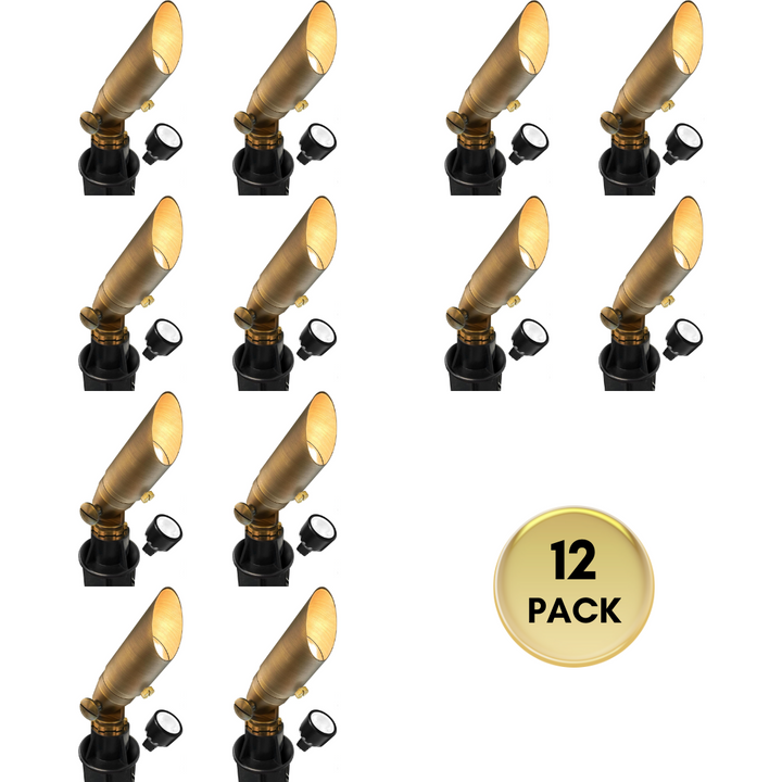 SPBA12 MR8 Mini Brass Spotlight with Adjustable Shroud Low Voltage Outdoor Lighting