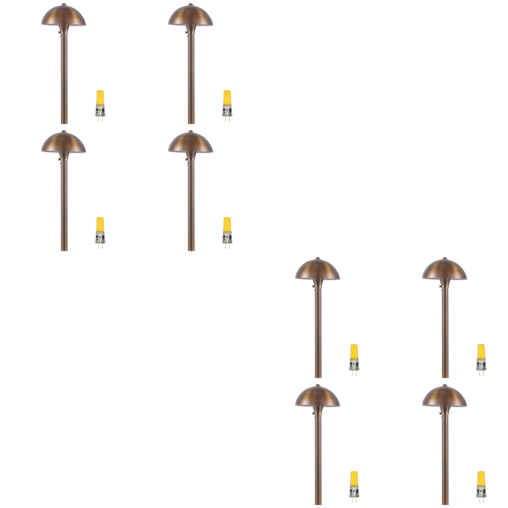 Outdoor Landscape Lighting LED 12V Low Voltage PLB08 4x/8x/12x Package Brass LED Globe 12V Low Voltage Pathway Outdoor Landscape Lighting Fixture 3W 3000K Bulb 8 Pack