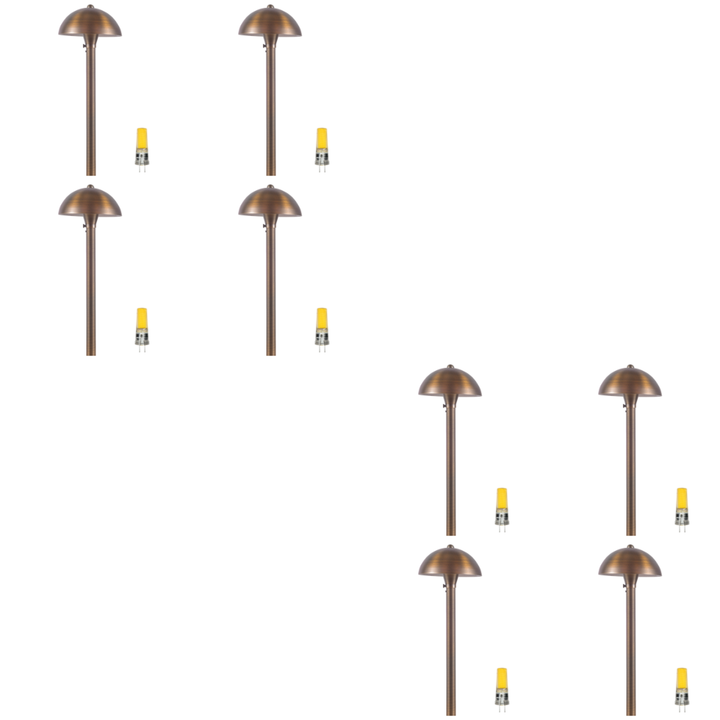 Outdoor Landscape Lighting LED 12V Low Voltage PLB08 4x/8x/12x Package Brass LED Globe 12V Low Voltage Pathway Outdoor Landscape Lighting Fixture 3W 3000K Bulb 8 Pack