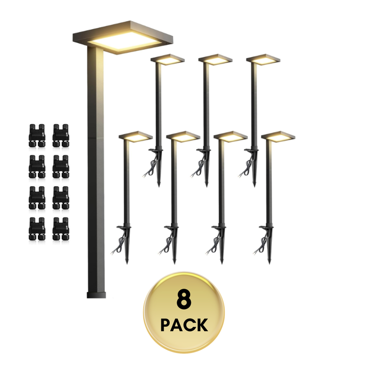 ALP03 8- and 12-Pack 5W Low Voltage 12V 3000K Integrated LED Cast Aluminum Anti-Glade Landscape Pathway Lights Package