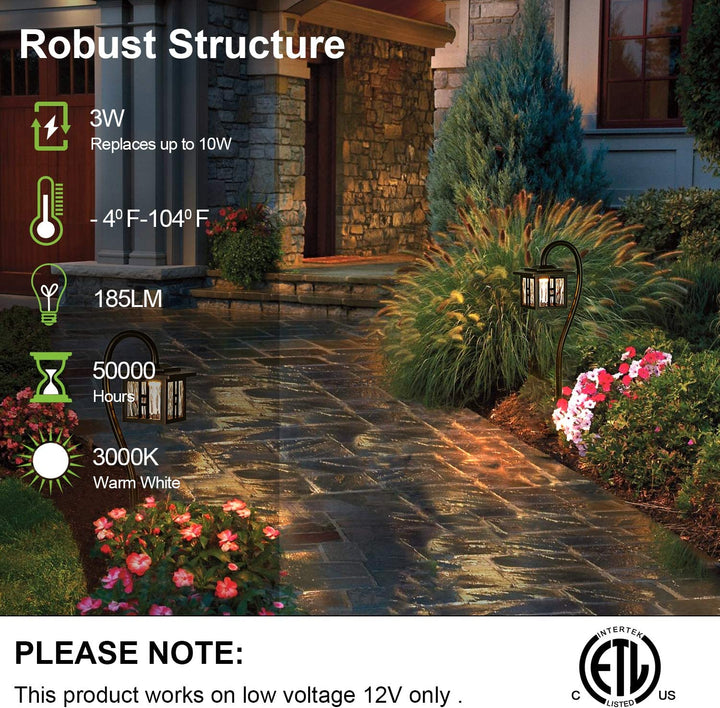 ALP23 4-Pack 3W 185LM 3000K Warm White Integrated LED Landscape Lighting Package, Oil-Rubbed Bronze Pathway Light, Die-Cast Aluminum, ETL Listed