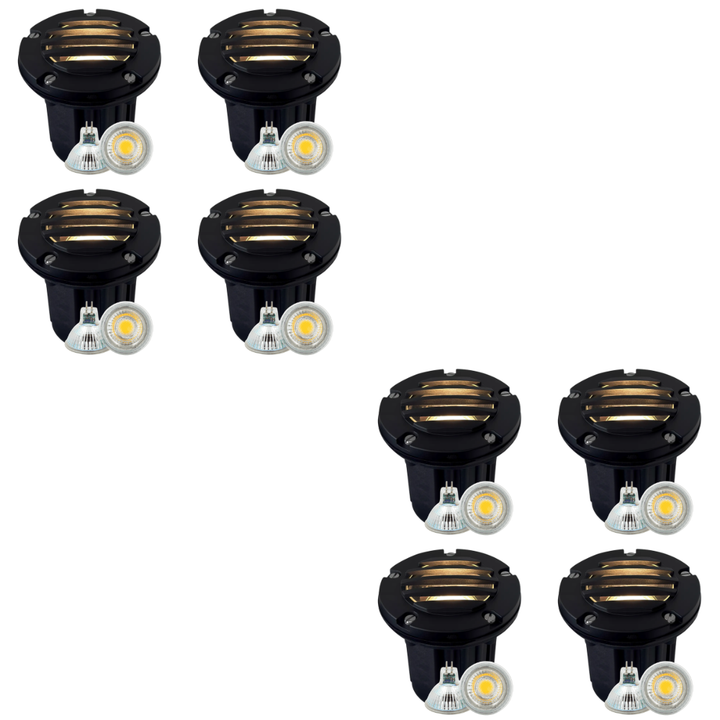 UNB06 4x/8x/12x Package Cast Brass 12V Low Voltage Round Grill LED In-Ground Well Light IP65 Waterproof with 5W 3000K Bulb