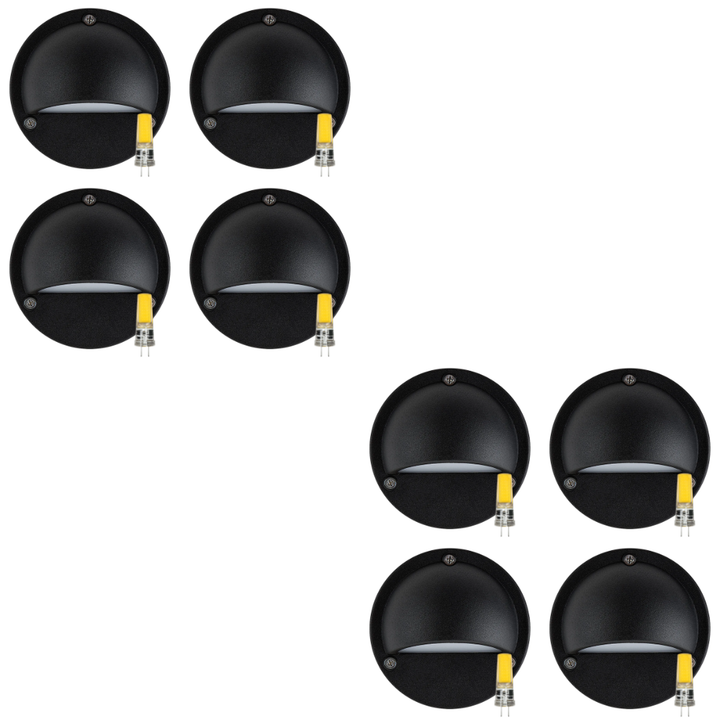 STA09 4x/8x/12x Package LED Round Aluminum Deck Light Surface Mount 12V Low Voltage Landscape Lighting with 3W 3000K Bulbs