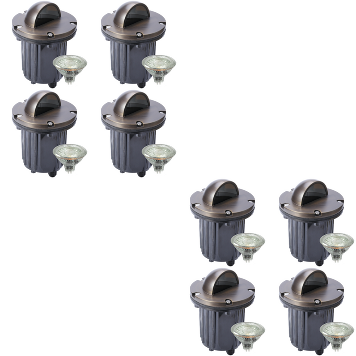UNB02 4x/8x/12x Package Cast Brass Low Voltage Half Moon Round LED In-ground Well Light IP65 Waterproof with 5W 3000K Bulb