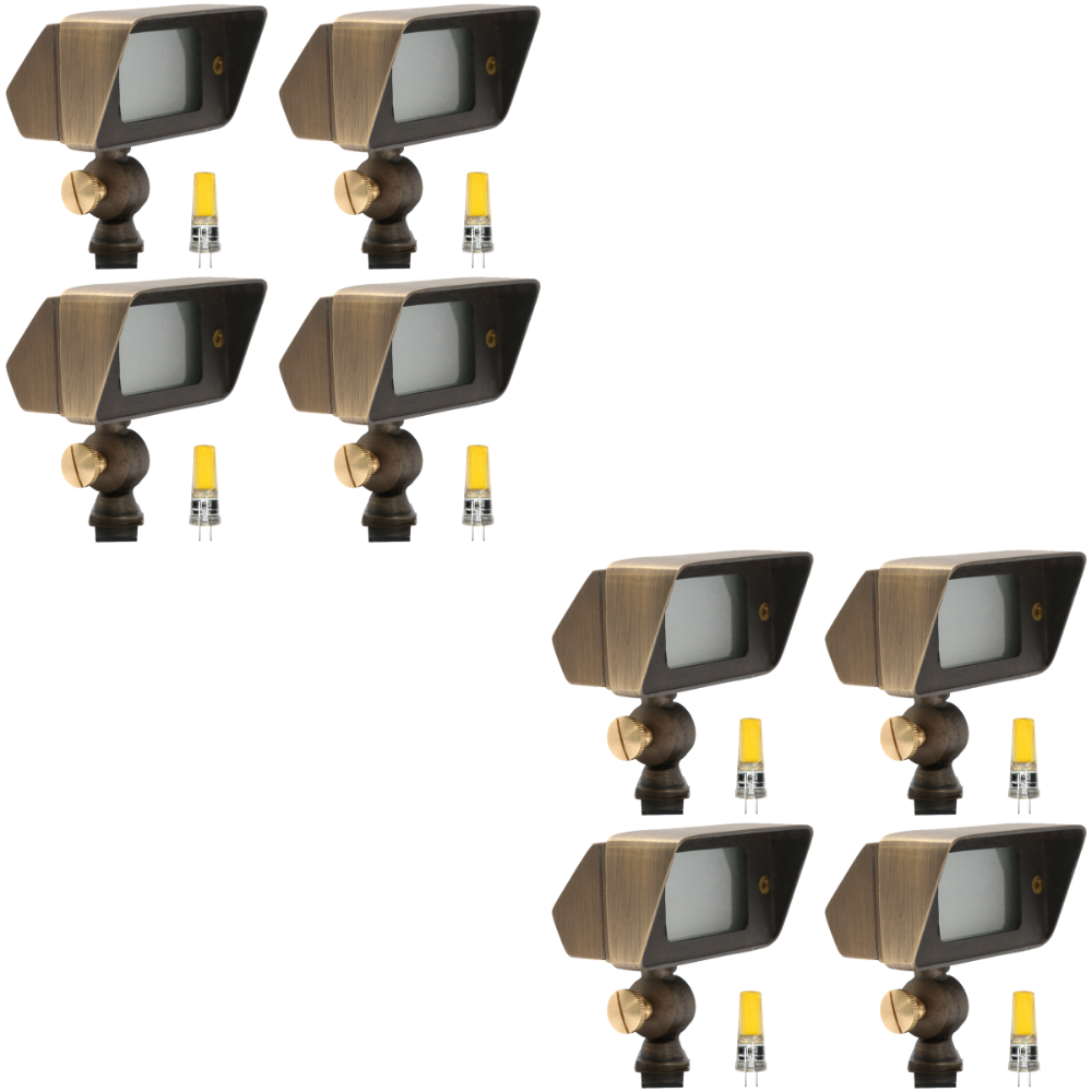 FPB01 4x/8x/12x Package Brass Rectangular LED Directional Floodlight Adjustable Lighting 3W 3000K Bulb